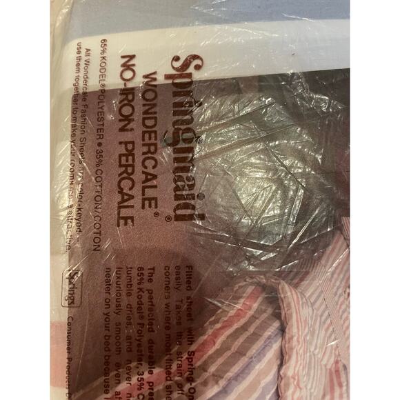 Vintage New SPRINGMAID Wondercale King Flat Sheet Striped Bed Linens NOS USA - Picture 7 of 8